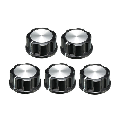 Harfington Uxcell 5Pcs 33x15.5mm Silver Tone Top Potentiometer Volume Control Rotary Knobs 6mm Shaft Hole