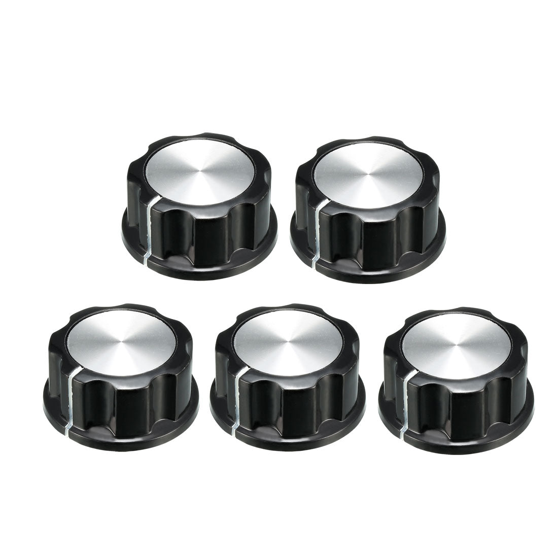 uxcell Uxcell 5Pcs 33x15.5mm Silver Tone Top Potentiometer Volume Control Rotary Knobs 6mm Shaft Hole