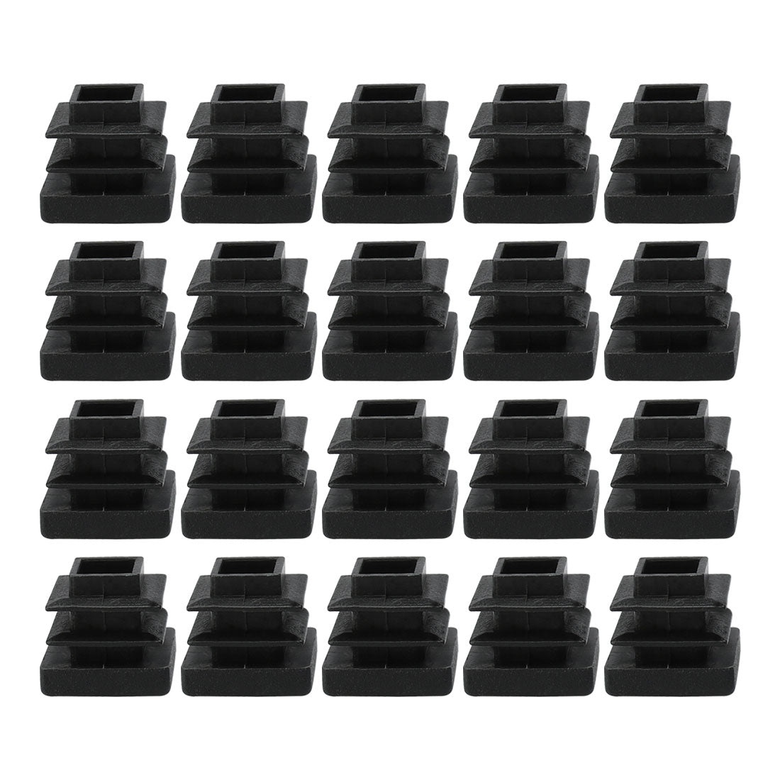Uxcell Uxcell 20pcs 15 x 15mm Plastic Square Ribbed Tube Inserts End Covers Cap, for 0.47" to 0.55" Inner Size, Furniture Chair Table Feet Floor Protector