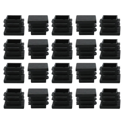Harfington Uxcell 20pcs 15 x 15mm Plastic Square Ribbed Tube Inserts End Covers Cap, for 0.47" to 0.55" Inner Size, Furniture Chair Table Feet Floor Protector
