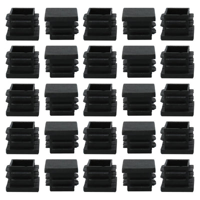Harfington Uxcell 25pcs Plastic Square Ribbed Tube Inserts Pipe Tubing Cover Caps Furniture Glide Table Feet Floor Protector