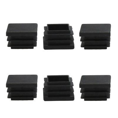 Harfington Uxcell 6pcs 100 x 100mm Plastic Square Ribbed Tube Inserts End Cover Caps, for 4" to 4" Inner Size, Furniture Couch Feet Floor Protector