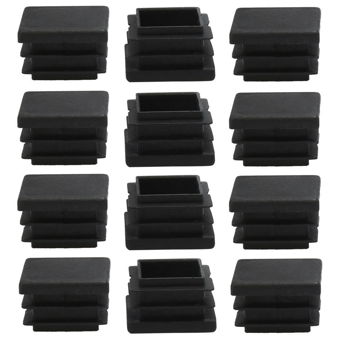 Uxcell Uxcell 12pcs Plastic Square 20 x 20mm Ribbed Tube Inserts Pipe Tubing End Covers Caps Furniture Glide Chair Table Feet Floor Protector