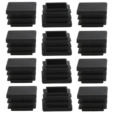 Harfington Uxcell 12pcs Plastic Square 20 x 20mm Ribbed Tube Inserts Pipe Tubing End Covers Caps Furniture Glide Chair Table Feet Floor Protector