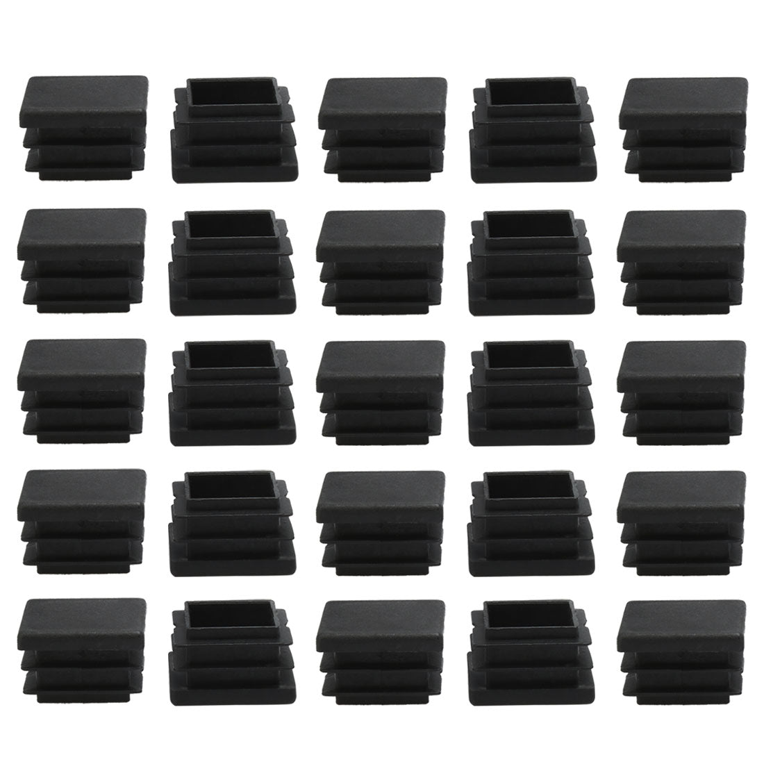 uxcell Uxcell 25pcs Plastic Square Ribbed Tube Inserts Pipe Tubing Cover Caps Furniture Glide Table Feet Floor Protector