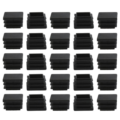 Harfington Uxcell 25pcs Plastic Square Ribbed Tube Inserts Pipe Tubing Cover Caps Furniture Glide Table Feet Floor Protector