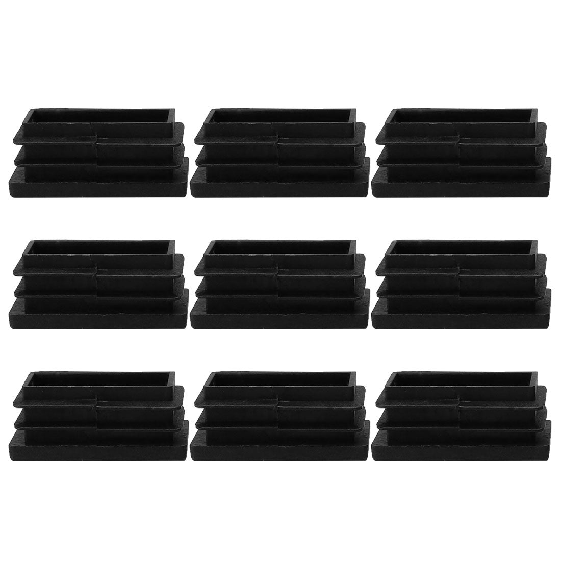 Uxcell Uxcell 9pcs Plastic Rectangle 20 x 40mm Ribbed Tube Inserts Pipe Tubing End Cover Caps Furniture Glide Table Feet Floor Protector Black