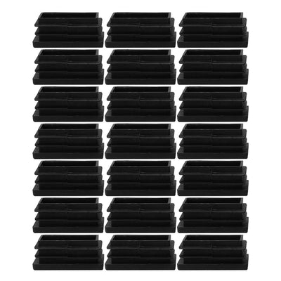 Harfington Uxcell 21pcs 15 x 40mm Plastic Rectangle Ribbed Tube Inserts End Cover Cap Furniture Glide Chair Feet Floor Protector