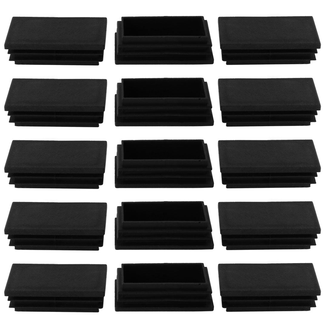 Uxcell Uxcell 15pcs 30 x 50mm Plastic Rectangle Ribbed Tube Inserts End Cover Cap Furniture Chair Table Feet Floor Protector