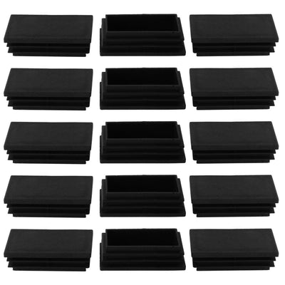 Harfington Uxcell 15pcs 30 x 50mm Plastic Rectangle Ribbed Tube Inserts End Cover Cap Furniture Chair Table Feet Floor Protector