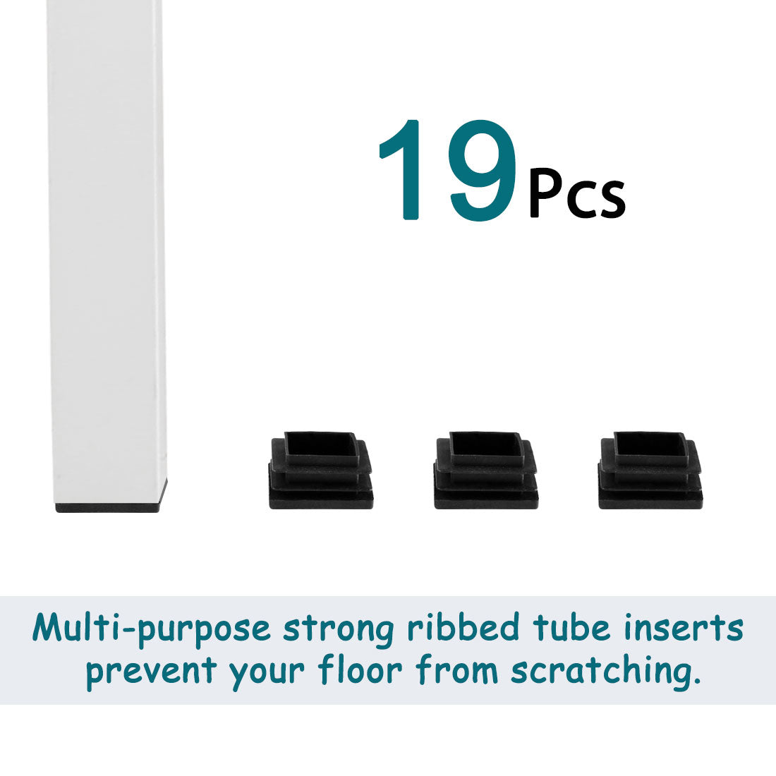 Uxcell Uxcell Square Tube Insert Furniture Floor Protector for 0.87" to 0.94" Inner Size 19pcs