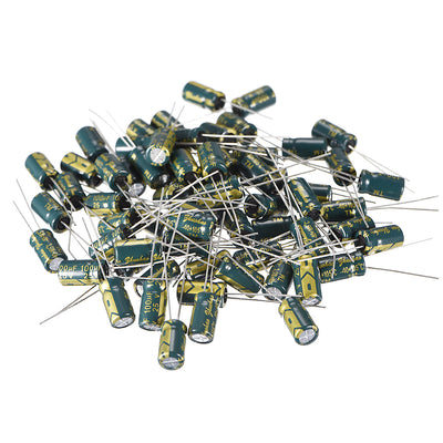 uxcell Uxcell Aluminum Radial Electrolytic Capacitor Low ESR Green with 100UF 25V 105 Celsius Life 3000H 6 x 12 mm High Ripple Current,Low Impedance 60pcs