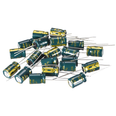 uxcell Uxcell Aluminum Radial Electrolytic Capacitor Low ESR Green 100UF 50V 105 Celsius Life 3000H 8 x 12 mm High Ripple Current,Low Impedance 20pcs