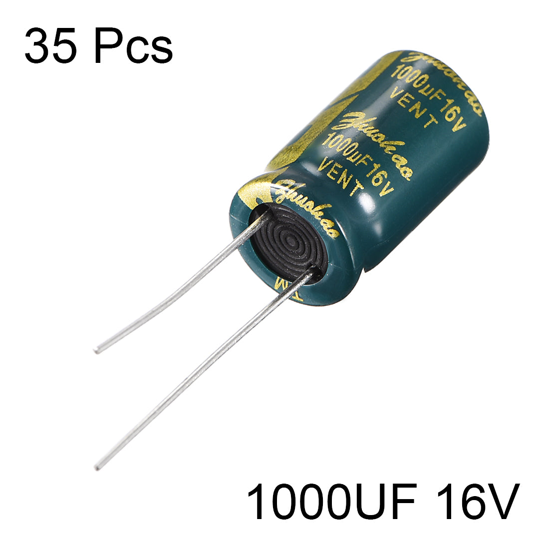 uxcell Uxcell Aluminum Radial Electrolytic Capacitor Low ESR Green with 1000UF 16V 105 Celsius Life 3000H 10 x 17 mm High Ripple Current,Low Impedance 35pcs