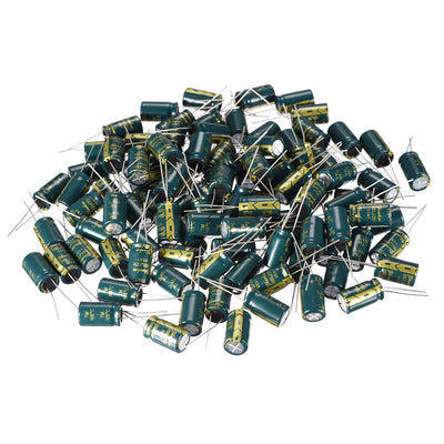 uxcell Uxcell Aluminum Radial Electrolytic Capacitor Low ESR Green with 1000UF 25V 105 Celsius Life 3000H 10 x 17 mm High Ripple Current,Low Impedance 100pcs