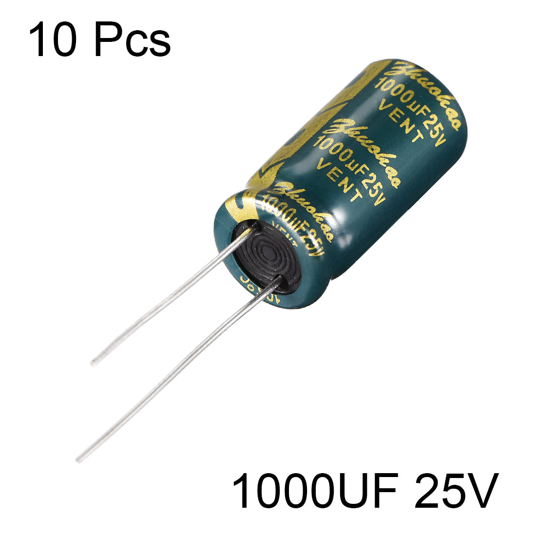 uxcell Uxcell Aluminum Radial Electrolytic Capacitor Low ESR Green with 1000UF 25V 105 Celsius Life 3000H 10 x 20 mm High Ripple Current,Low Impedance 10pcs
