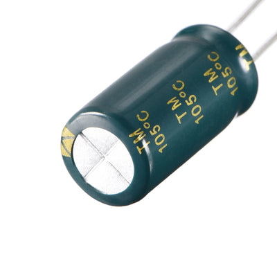 Harfington Uxcell Aluminum Radial Electrolytic Capacitor Low ESR Green with 1000UF 25V 105 Celsius Life 3000H 10 x 20 mm High Ripple Current,Low Impedance 10pcs