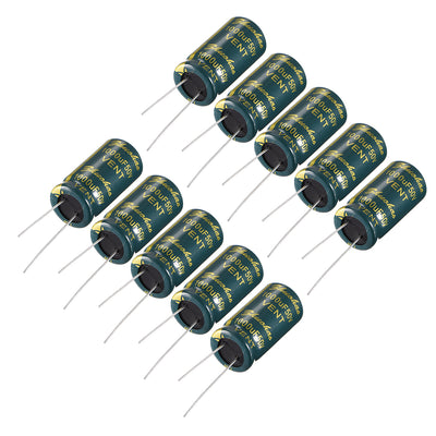 Harfington Uxcell Aluminum Radial Electrolytic Capacitor Low ESR Green with 1000UF 50V 105 Celsius Life 3000H 13 x 25 mm High Ripple Current,Low Impedance 10pcs