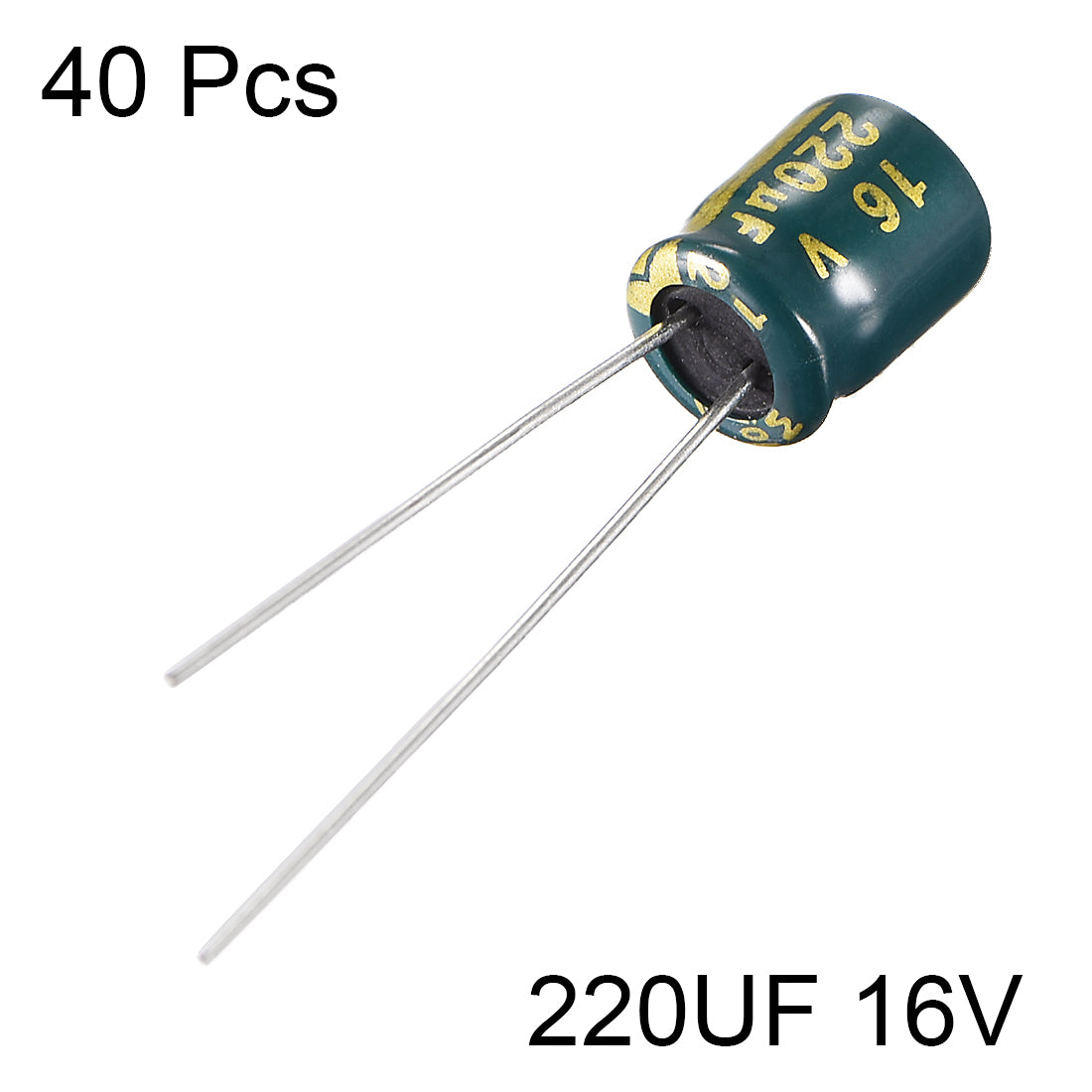uxcell Uxcell Aluminum Radial Electrolytic Capacitor Low ESR Green with 220UF 16V 105 Celsius Life 3000H 6 x 7 mm High Ripple Current,Low Impedance 40pcs