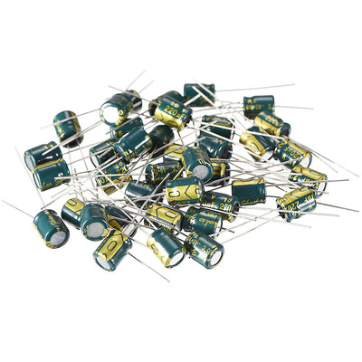 Harfington Uxcell Aluminum Radial Electrolytic Capacitor Low ESR Green with 220UF 16V 105 Celsius Life 3000H 6 x 7 mm High Ripple Current,Low Impedance 40pcs