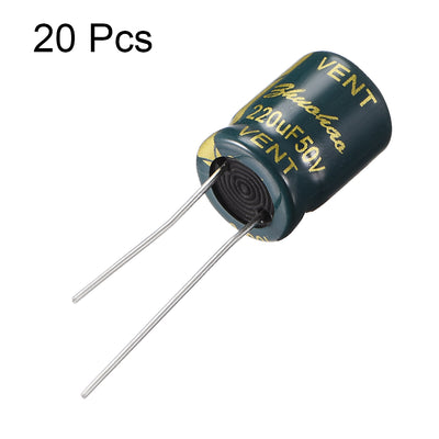 Harfington Uxcell Aluminum Radial Electrolytic Capacitor Low ESR Green with 220UF 50V 105 Celsius Life 3000H 10 x 13 mm High Ripple Current,Low Impedance 20pcs