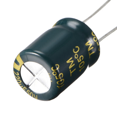 Harfington Uxcell Aluminum Radial Electrolytic Capacitor Low ESR Green with 220UF 50V 105 Celsius Life 3000H 10 x 13 mm High Ripple Current,Low Impedance 20pcs
