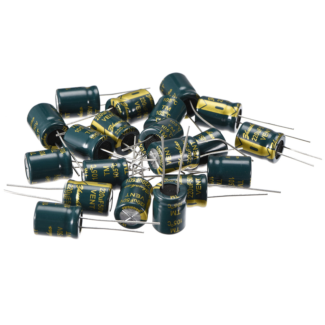 uxcell Uxcell Aluminum Radial Electrolytic Capacitor Low ESR Green with 220UF 50V 105 Celsius Life 3000H 10 x 13 mm High Ripple Current,Low Impedance 20pcs