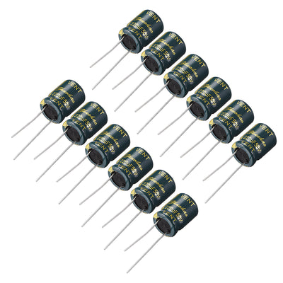 Harfington Uxcell Aluminum Radial Electrolytic Capacitor Low ESR Green with 220UF 50V 105 Celsius Life 3000H 10 x 13 mm High Ripple Current,Low Impedance 12pcs