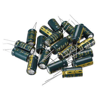 Harfington Uxcell Aluminum Radial Electrolytic Capacitor Low ESR Green with 2200UF 16V 105 Celsius Life 3000H 10 x 20 mm High Ripple Current,Low Impedance 20pcs