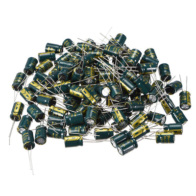 Harfington Uxcell Aluminum Radial Electrolytic Capacitor Low ESR Green with 330UF 25V 105 Celsius Life 3000H 8 x 12 mm High Ripple Current,Low Impedance 100pcs