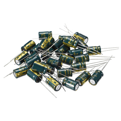 Harfington Uxcell Aluminum Radial Electrolytic Capacitor Low ESR Green with 4.7UF 400V 105 Celsius Life 3000H 8 x 12 mm High Ripple Current,Low Impedance 30pcs