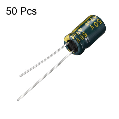 Harfington Uxcell Aluminum Radial Electrolytic Capacitor Low ESR Green with 47UF 50V 105 Celsius Life 3000H 6.3 x 11 mm High Ripple Current,Low Impedance 50pcs