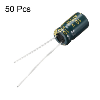 Harfington Uxcell Aluminum Radial Electrolytic Capacitor Low ESR Green with 470UF 10V 105 Celsius Life 3000H 6.3 x12 mm High Ripple Current,Low Impedance 50pcs