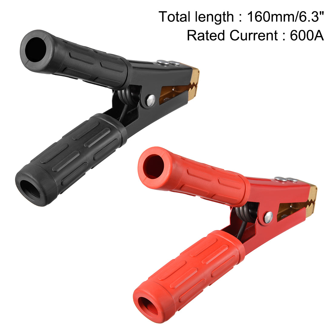 uxcell Uxcell 2 Pcs Brass Head Alligator Clip Adapter 600A Test Clamp Half Shroud Red Black