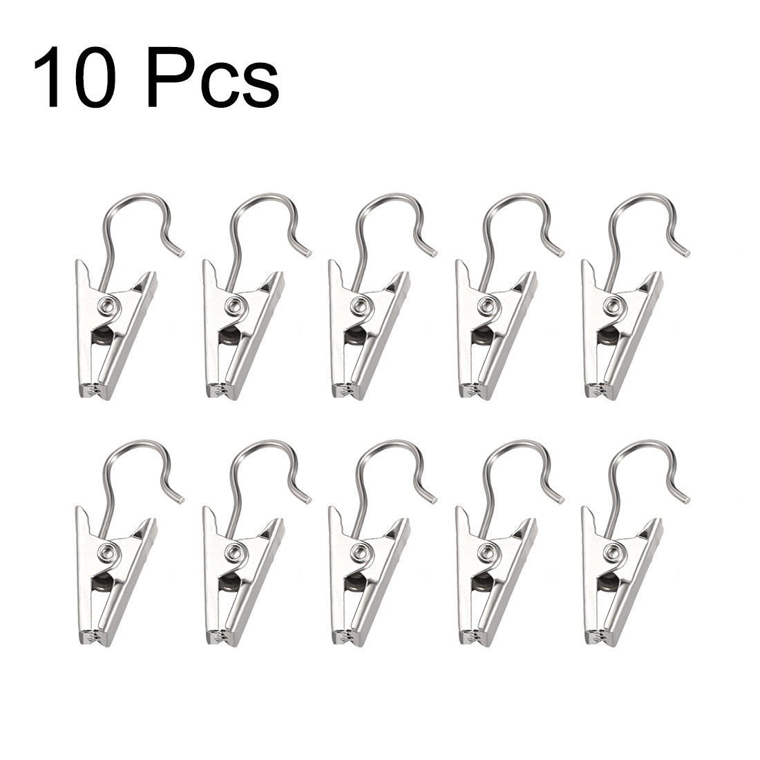 uxcell Uxcell Curtain Clips with Hooks Metal 18mm Clip Length for Drapery, Photos, Art Craft Display and Home Decoration Silver Tone 10 Pcs