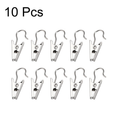 Harfington Uxcell Curtain Clips with Hooks Metal 18mm Clip Length for Drapery, Photos, Art Craft Display and Home Decoration Silver Tone 10 Pcs