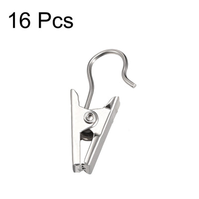 Harfington Uxcell Curtain Clips with Hooks Metal 18mm Clip Length for Drapery, Photos, Art Craft Display and Home Decoration Silver Tone 16 Pcs