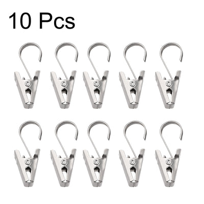Harfington Uxcell Curtain Clips with Hooks Stainless Steel for Drapery, Photos and Home Decoration Silver Tone 10 Pcs