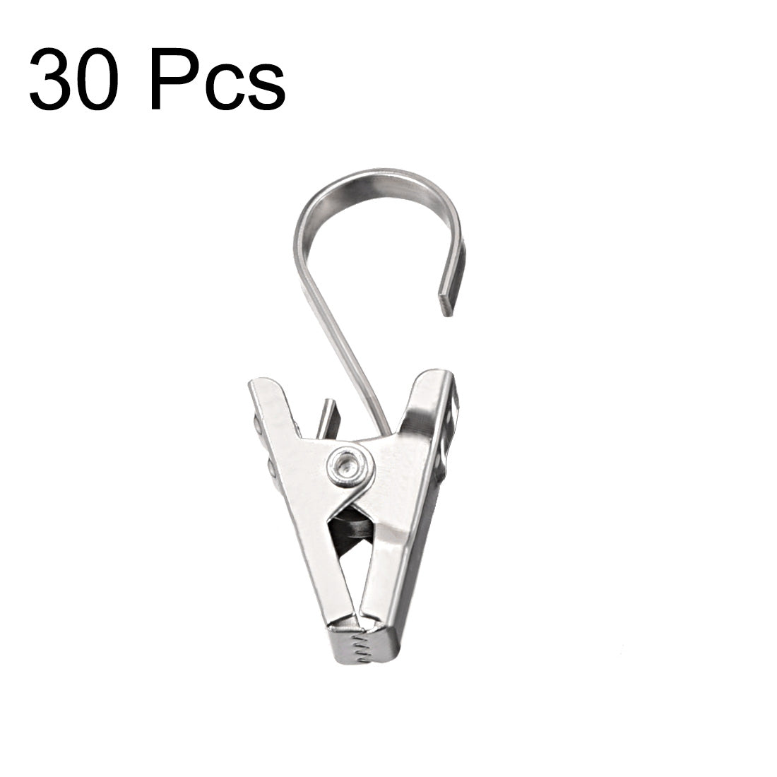 uxcell Uxcell Curtain Clips with Hooks Stainless Steel for Drapery, Photos and Home Decoration Silver Tone 30 Pcs
