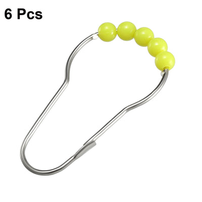Harfington Uxcell Shower Curtain Ring Hooks Metal for Bathroom Shower Rods Curtains Liners Yellow Ball 6 Pcs