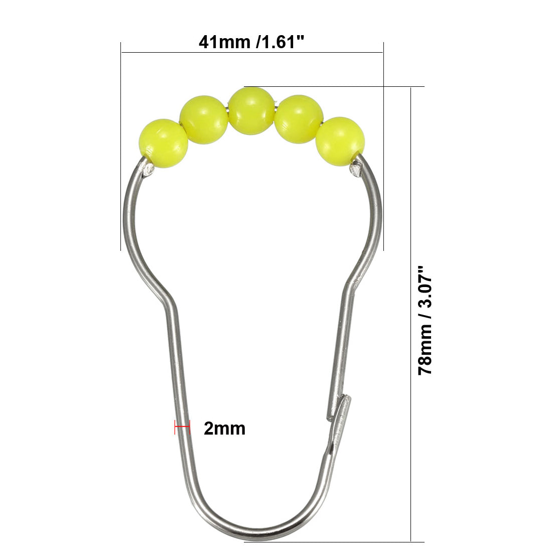 uxcell Uxcell Shower Curtain Ring Hooks Metal for Bathroom Shower Rods Curtains Liners Yellow Ball 6 Pcs