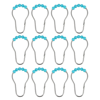 Harfington Uxcell Shower Curtain Ring Hooks Metal for Bathroom Shower Rods Curtains Liners Blue Ball 12Pcs