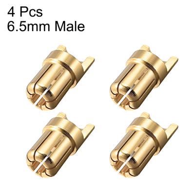 Harfington Uxcell 6.5mm Bullet Connector Gold Plated Banana Plugs Male 4pcs