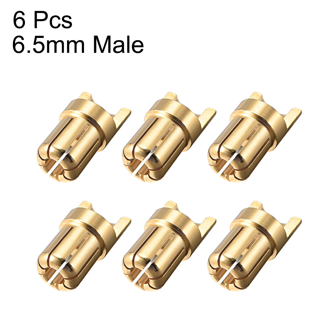 uxcell Uxcell 6.5mm Bullet Connector Gold Plated Banana Plugs Male 6pcs