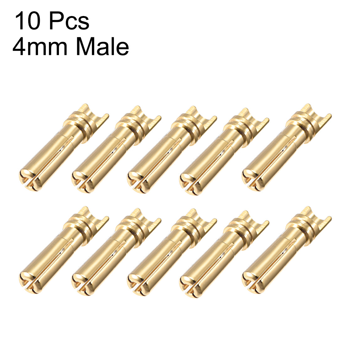 uxcell Uxcell 4mm Bullet Connector Gold Banana Plugs Male 10pcs