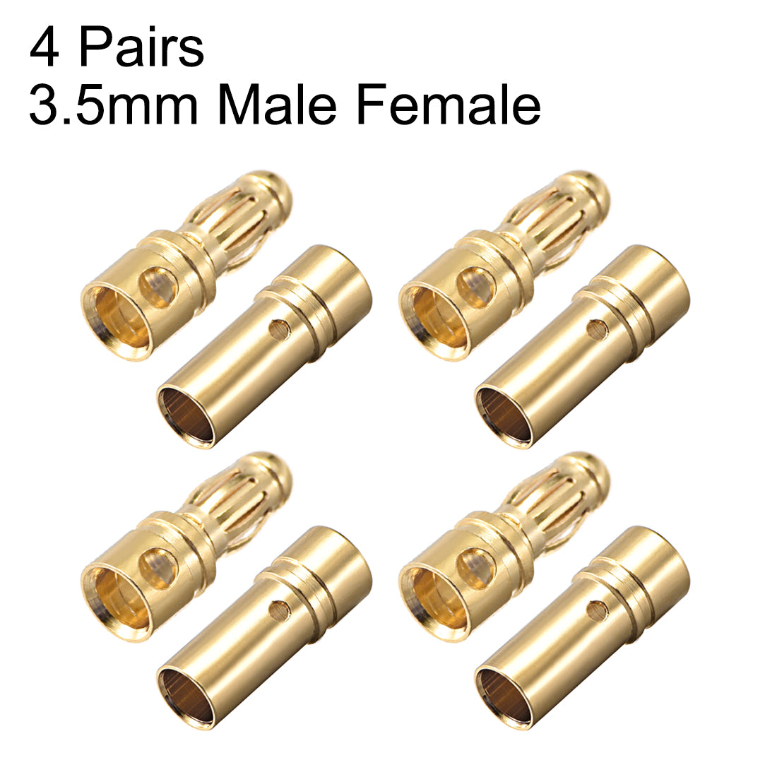 uxcell Uxcell 3.5mm Bullet Connector Gold Plated Banana Plugs Male&Female 4pairs