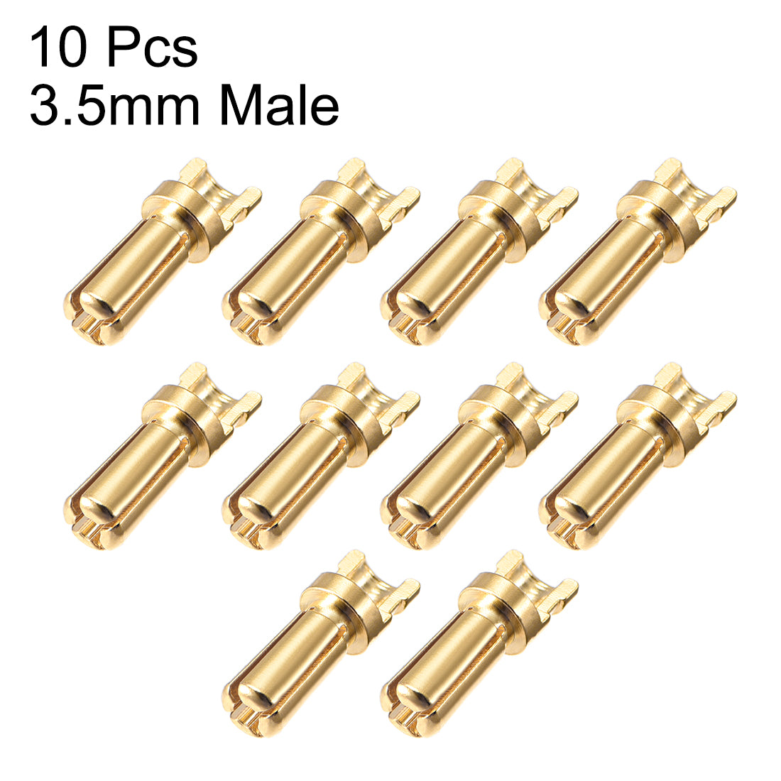 uxcell Uxcell 3.5mm Bullet Connector Gold Plated Banana Plugs Male 10pcs
