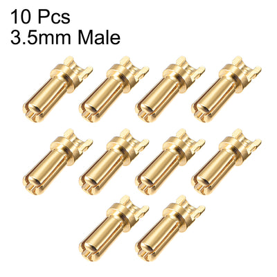 Harfington Uxcell 3.5mm Bullet Connector Gold Plated Banana Plugs Male 10pcs
