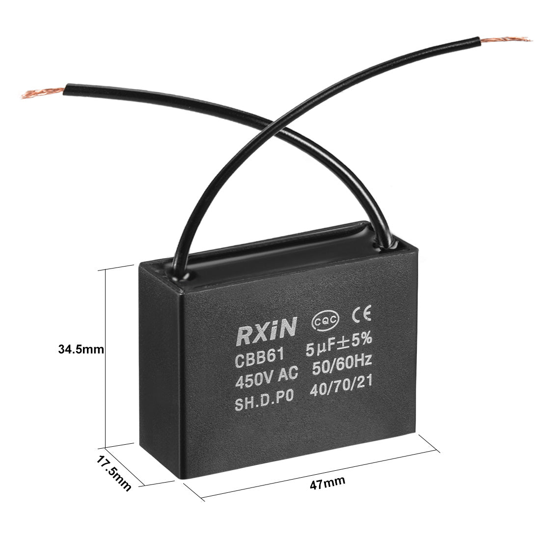 Harfington Run Capacitor Wires Metallized Polypropylene Film Capacitors for Ceiling Fan