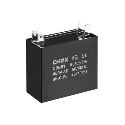 Harfington Uxcell CBB61 Run Capacitor 450V AC 8uF Doule Insert Metallized Polypropylene Film Capacitors for Ceiling Fan